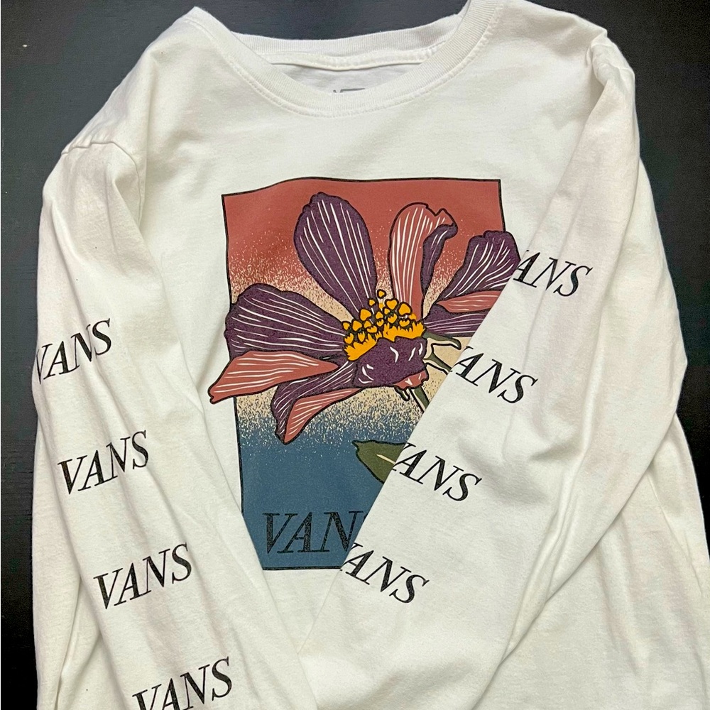 Vans Triple Down White Long Sleeve T-Shirt Size Medium